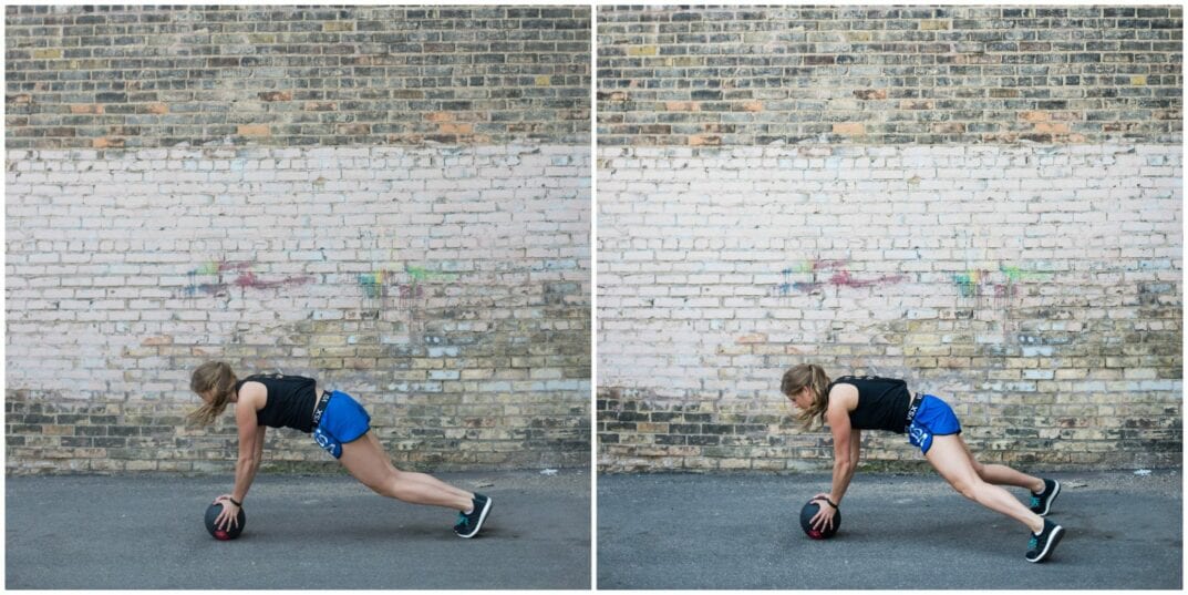 medicine ball plank jacks