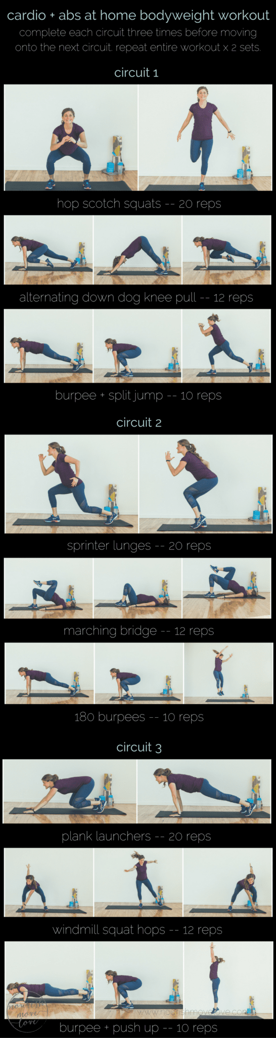 cardio + abs bodyweight workout | www.nourishmovelove.com - Nourish ...