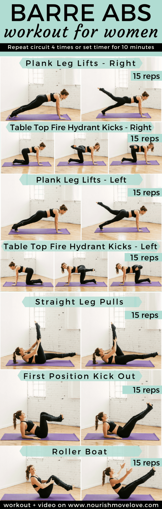 10 Minute Barre Core Workout Butt Abs Nourish Move Love