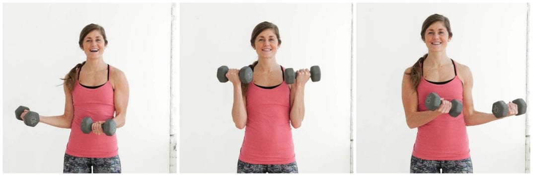 Around the World Bicep Curl Exercise | upper body HIIT Workout | www.nourishmovelove.com