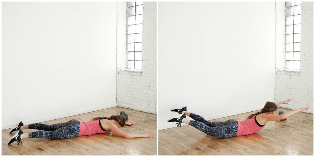 Superman Hyperextension Exercise | upper body HIIT Workout | www.nourishmovelove.com