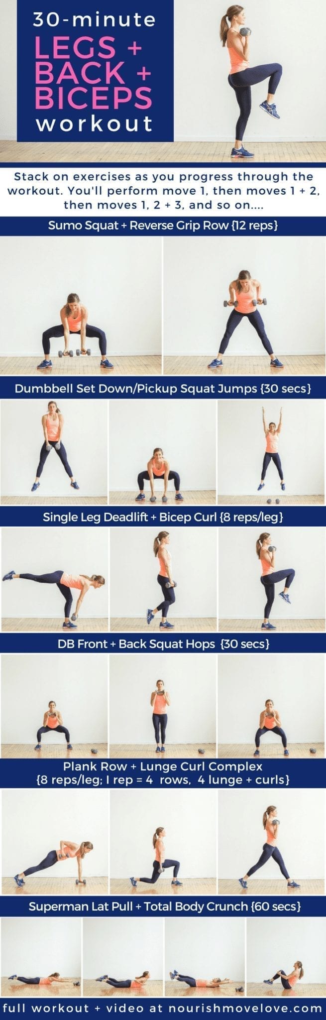 30-Minute Legs + Back + Biceps Workout - Nourish, Move, Love