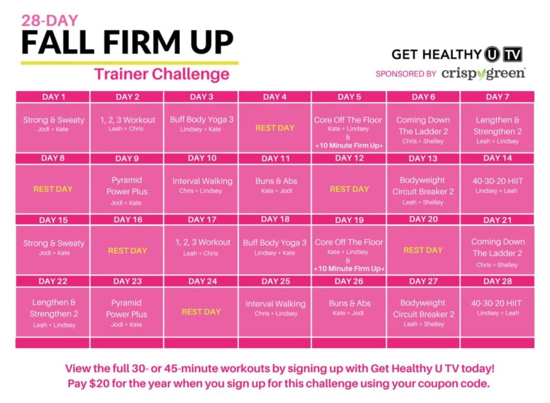 28Day Fall Firm Up Challenge Workout Calendar Nourish, Move, Love