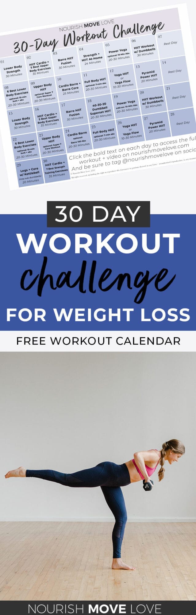 FREE 30-Day Workout Calendar (Videos) | Nourish Move Love