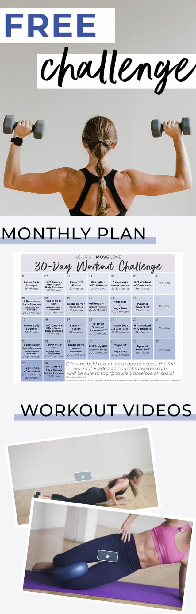 monthly workout plan - Nourish, Move, Love