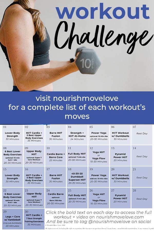Workout Calendar For Women Nourish Move Love
