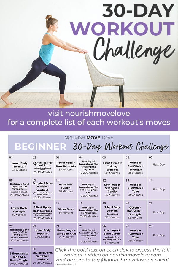 Beginner Workout Plan and Workout Calendar Nourish Move Love