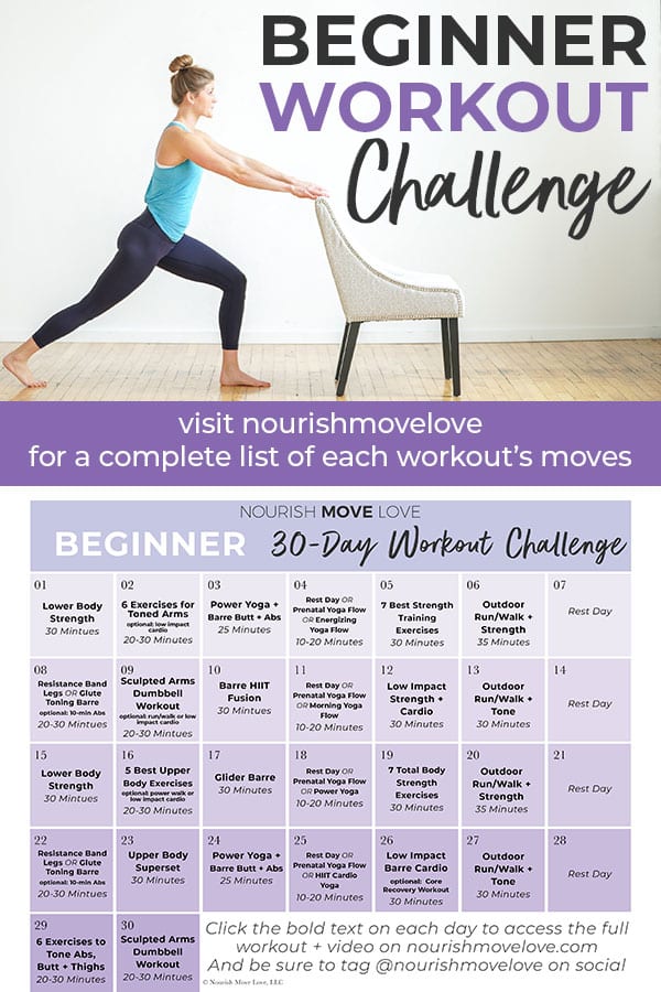 30 Day Beginner Workout Plan (w/ YouTube Videos) Nourish Move Love