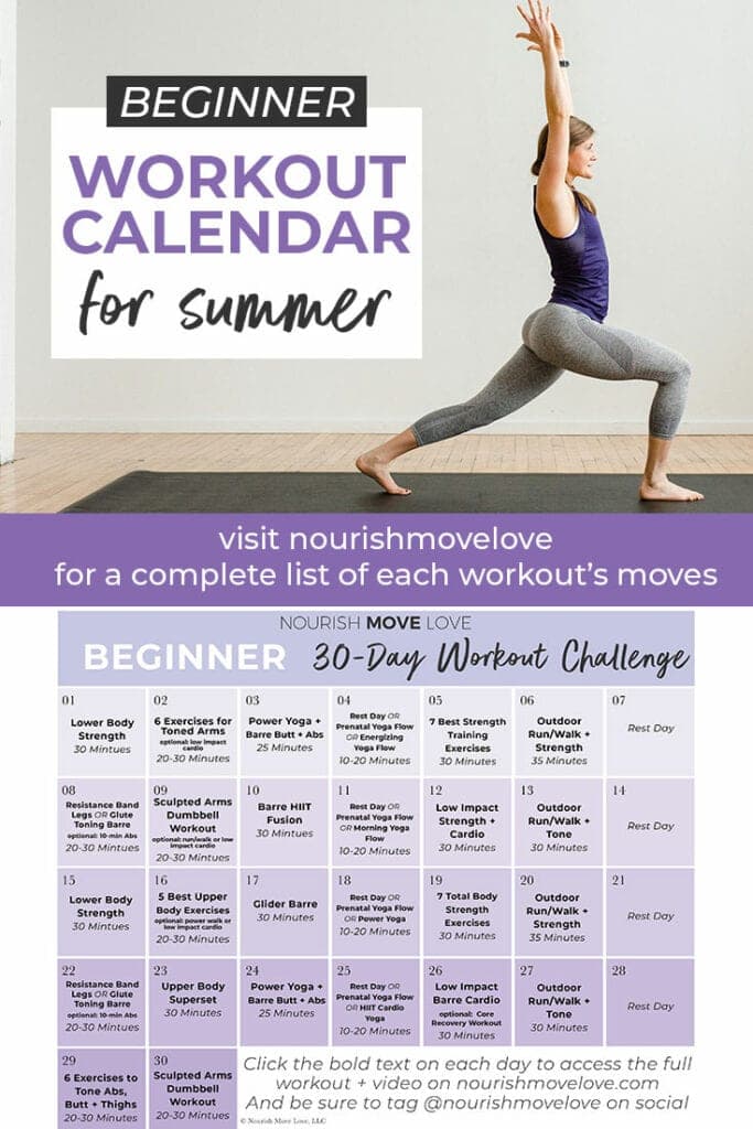 30 Day Beginner Workout Plan (w/ YouTube Videos) Nourish Move Love