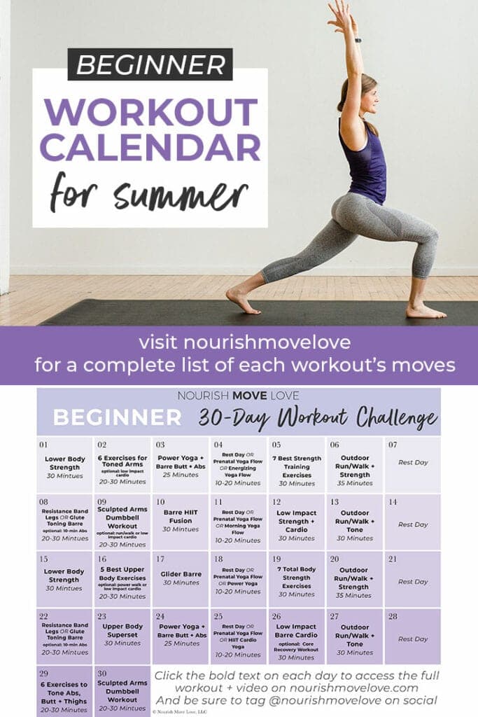 30 Day Beginner Workout Plan w YouTube Videos Nourish Move Love