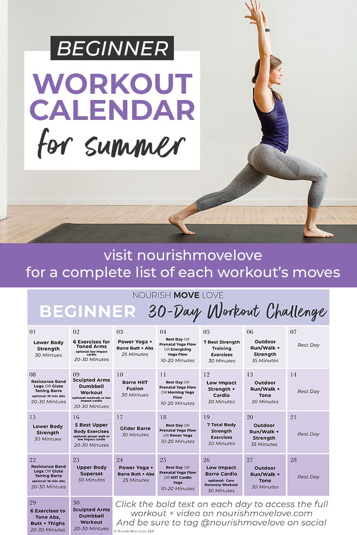 Beginner Workout Schedule And Workout Calendar Nourish Move Love