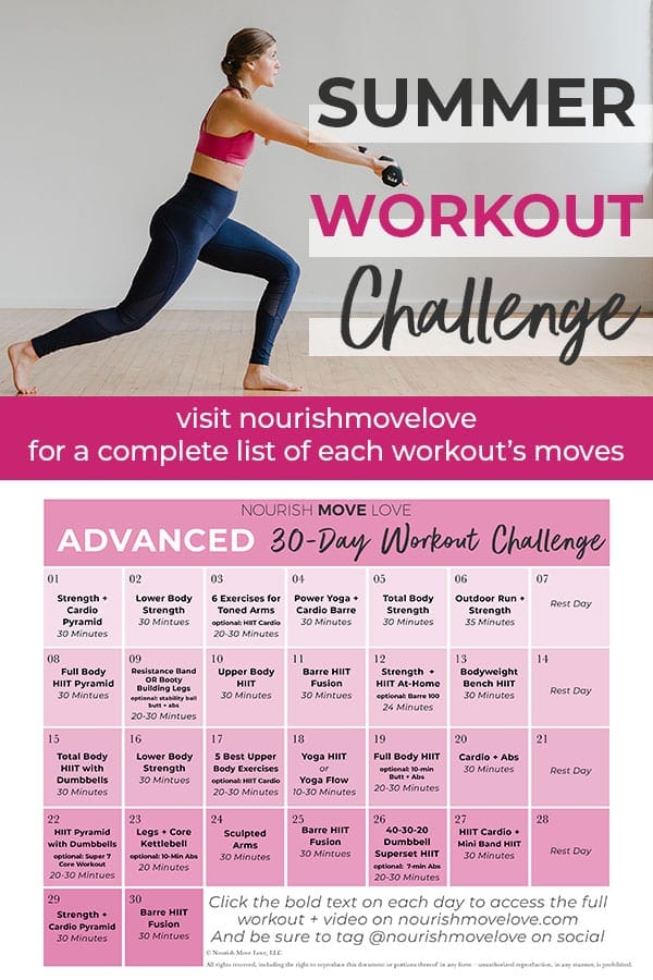 Day Advanced Workout Calendar Videos Nourish Move Love