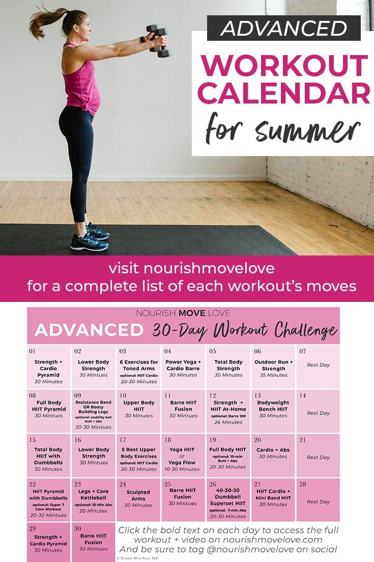 Advanced Workout Plan Day Workout Calendar Nourish Move Love