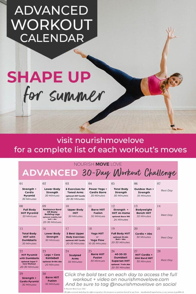 30-Day Advanced Workout Calendar (Videos)