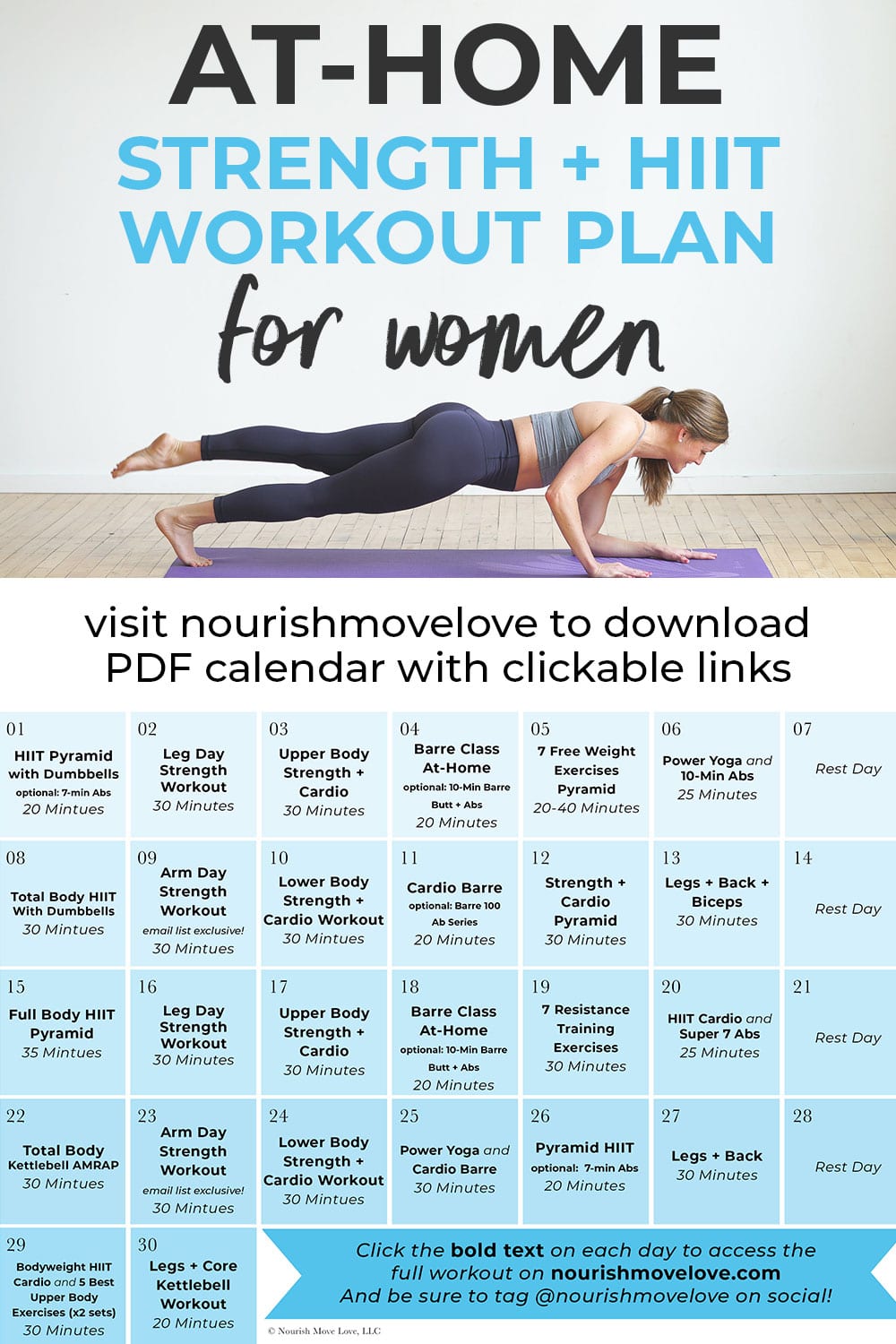 30 Day Advanced Workout Plan (Videos) Nourish Move Love