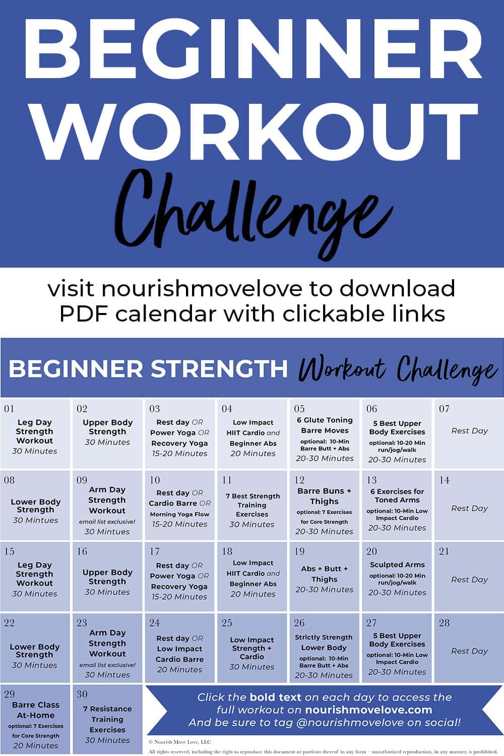 Day Beginner Workout Plan Videos Nourish Move Love