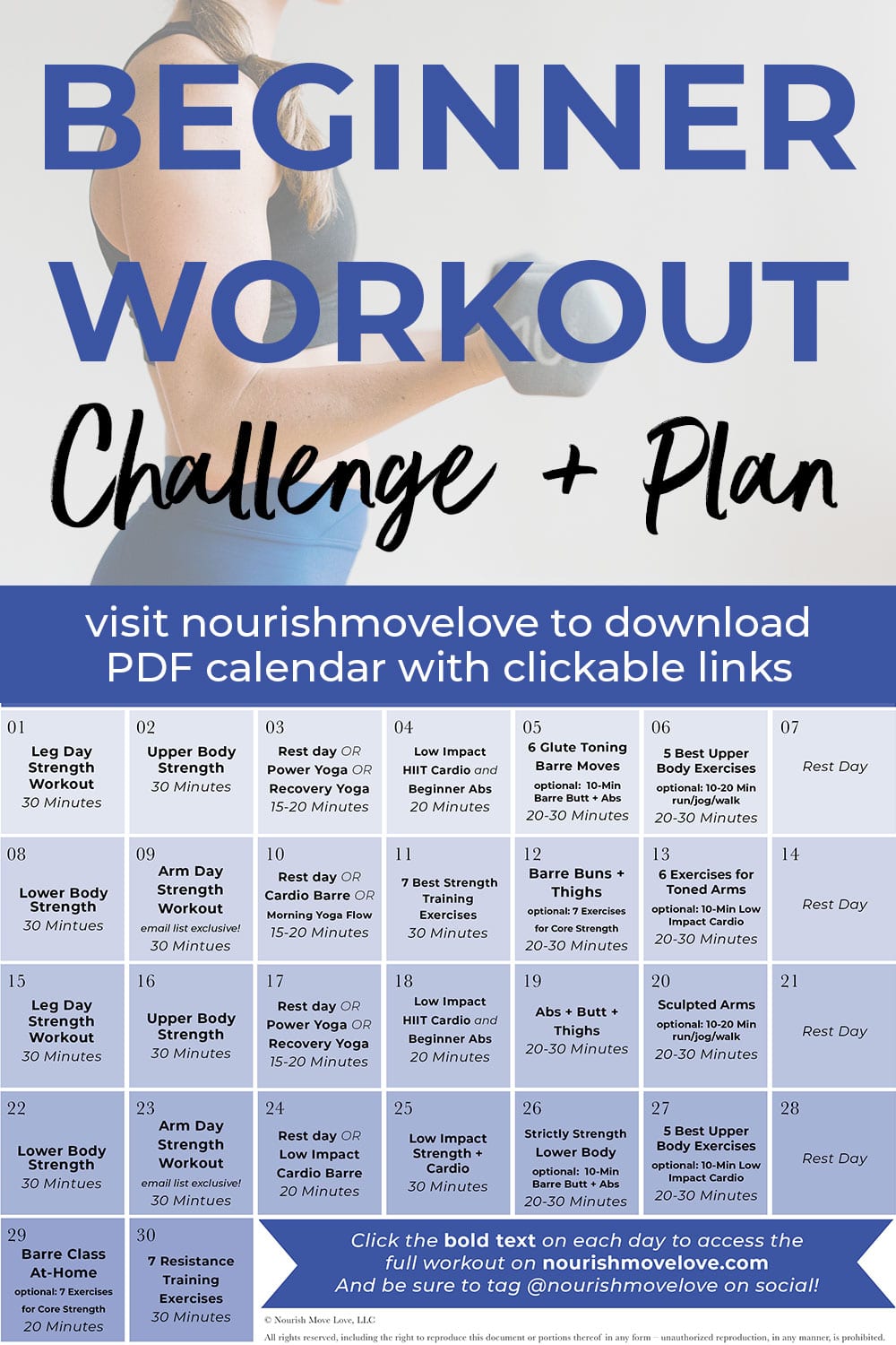 30 Day Beginner Workout Plan (Videos) Nourish Move Love
