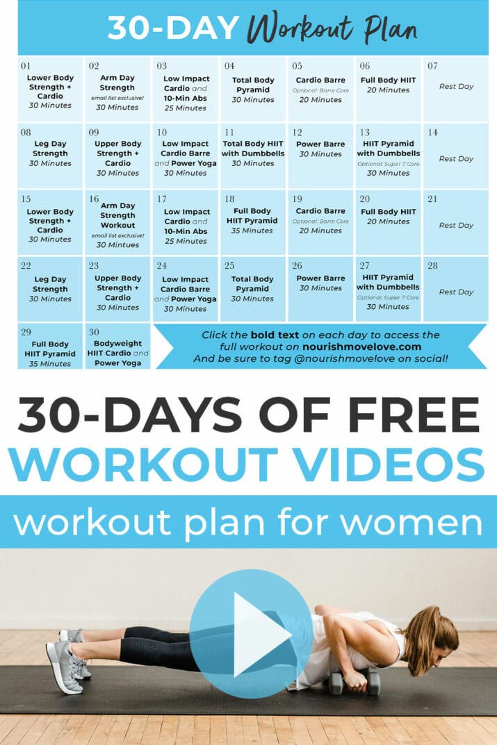 Free 30-Day Home Workout Plan (PDF + Videos) | Nourish Move Love