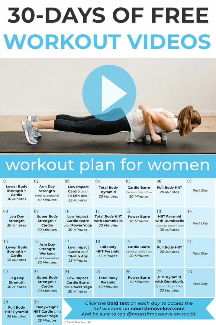 Free 30-Day Home Workout Plan (PDF + Videos) | Nourish Move Love