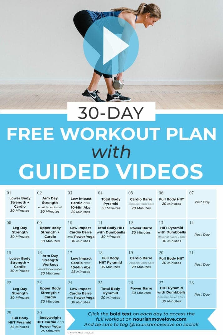 Free 30-Day Home Workout Plan (PDF + Videos) | Nourish Move Love