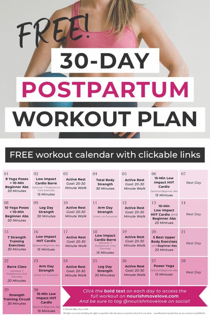 Postpartum Workout Plan Free Pdf Nourish Move Love