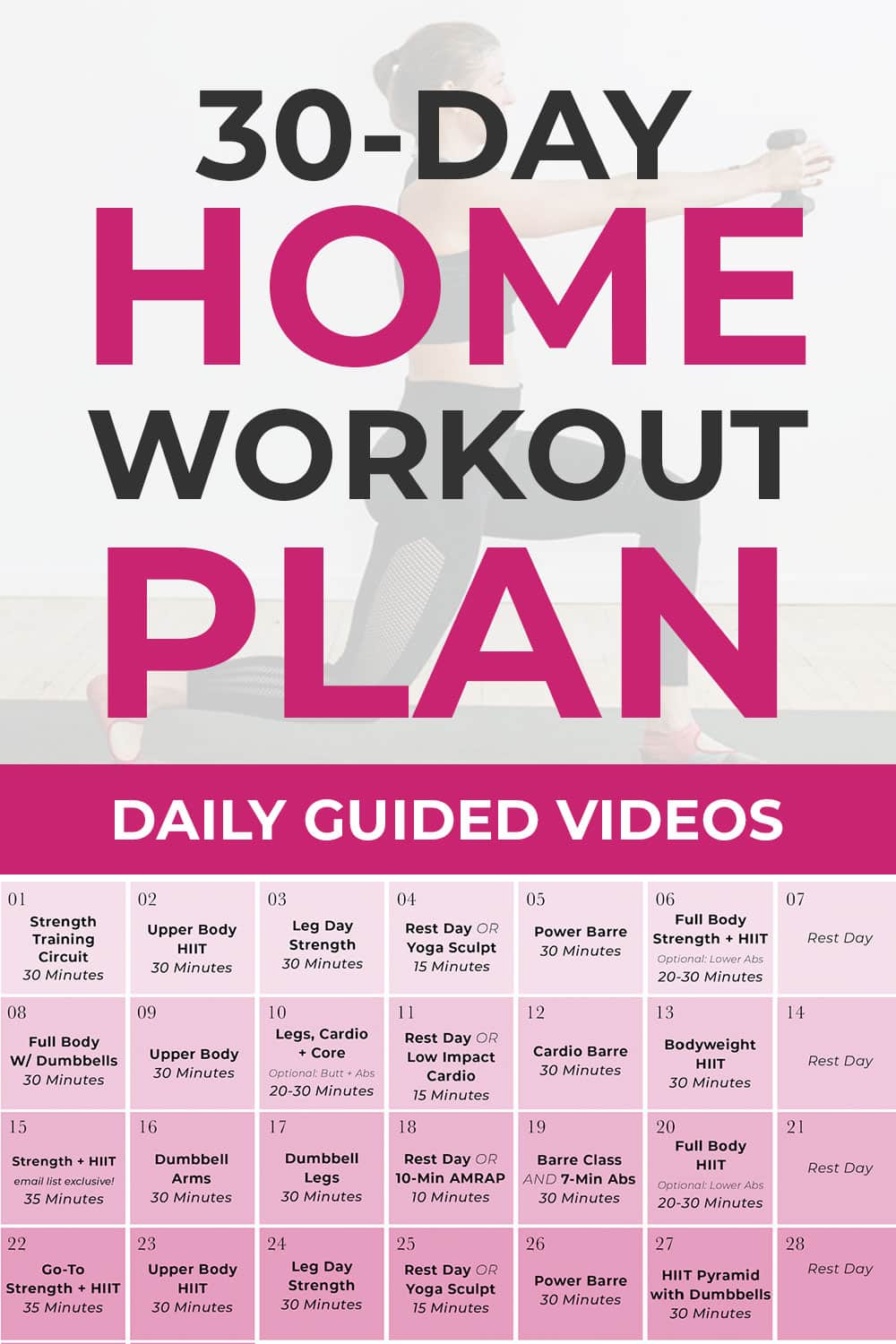 30-Day Home Workout Plan For Women | Nourish Move Love