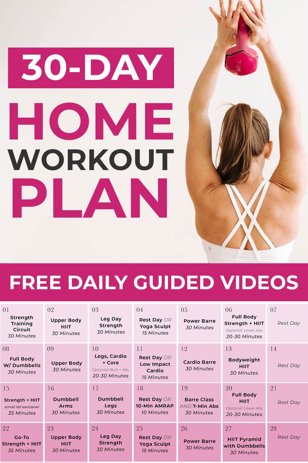 Home Workout Plan 30 Day Workout Calendar Nourish Move Love