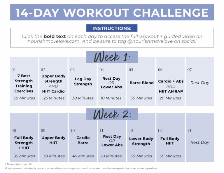 14-Day Challenge + 2 Week Home Workout Plan | Nourish Move Love