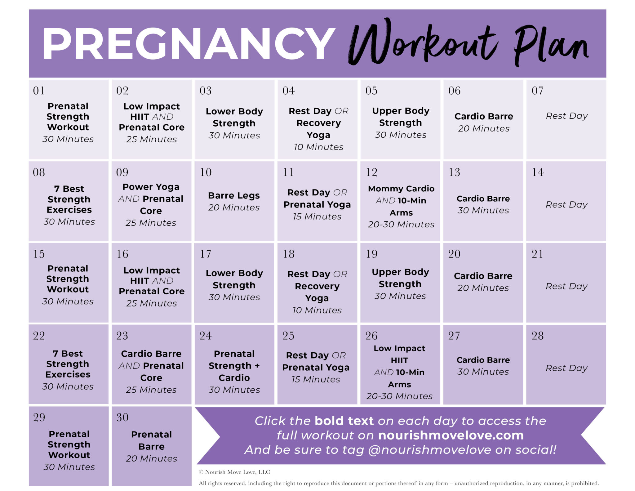 30-Day Pregnancy Workout Plan | Nourish Move Love
