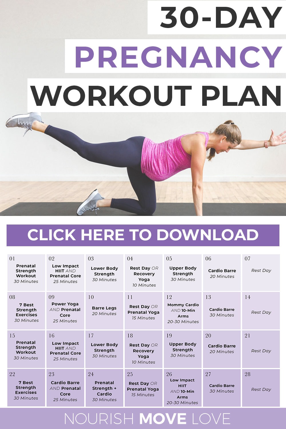 Free Pregnancy Workout Plan (by Trimester) | Nourish Move Love