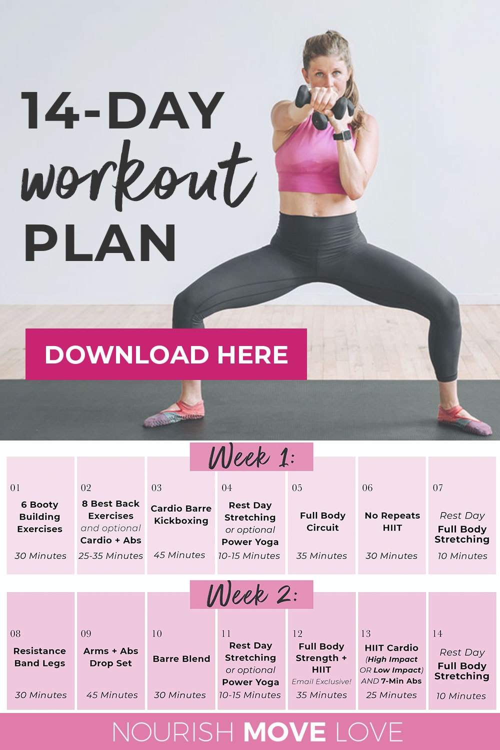 Free Day Workout Plan PDF Nourish Move Love