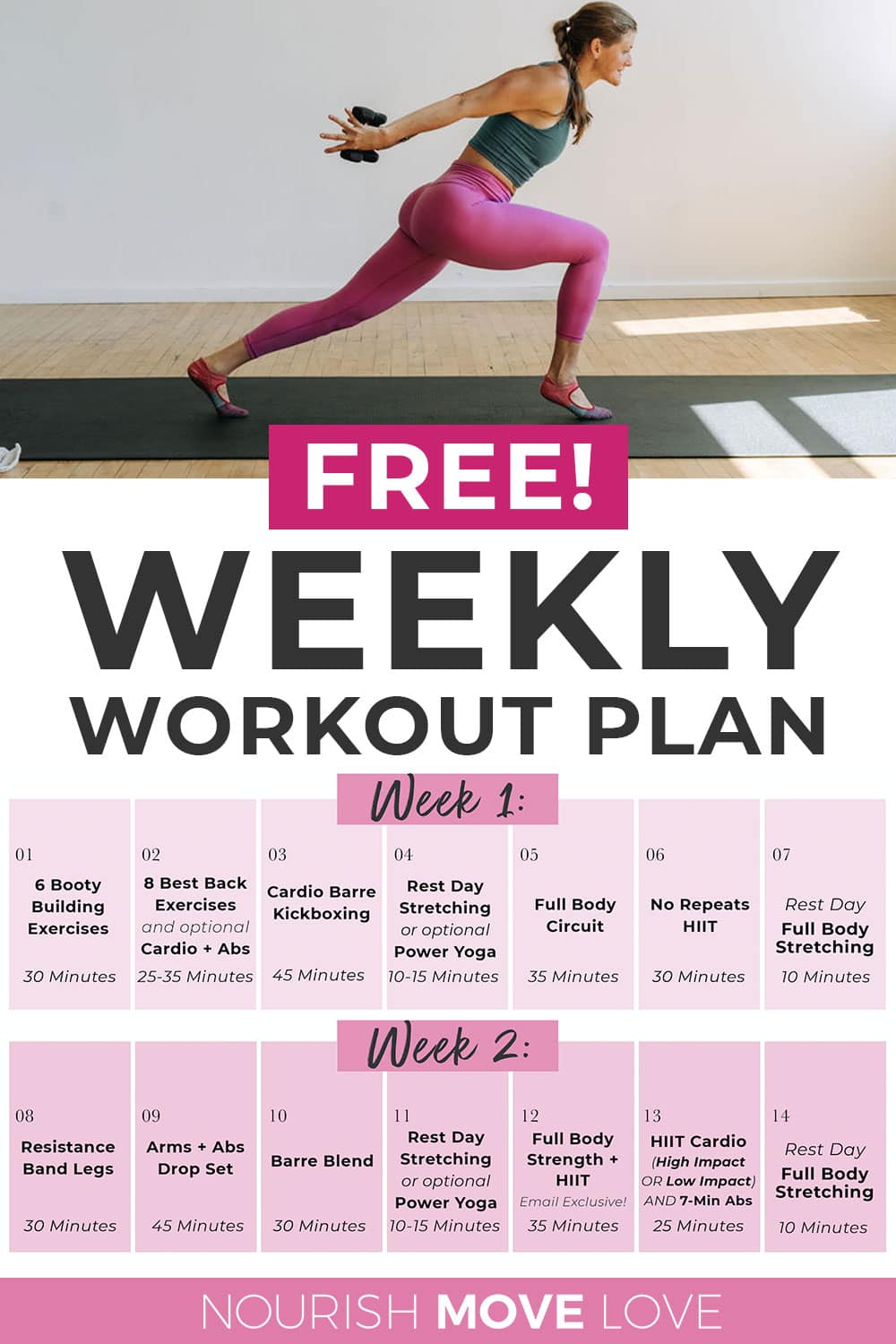 Free 14 Day Workout Plan PDF Nourish Move Love