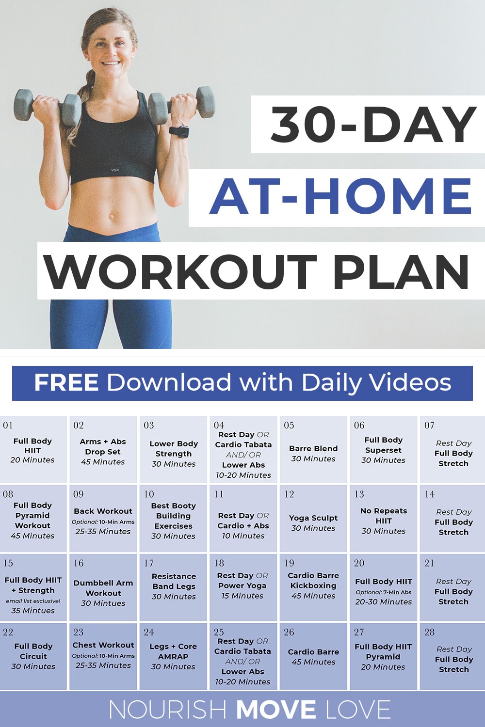 30 Day Workout Plan Videos Nourish Move Love 