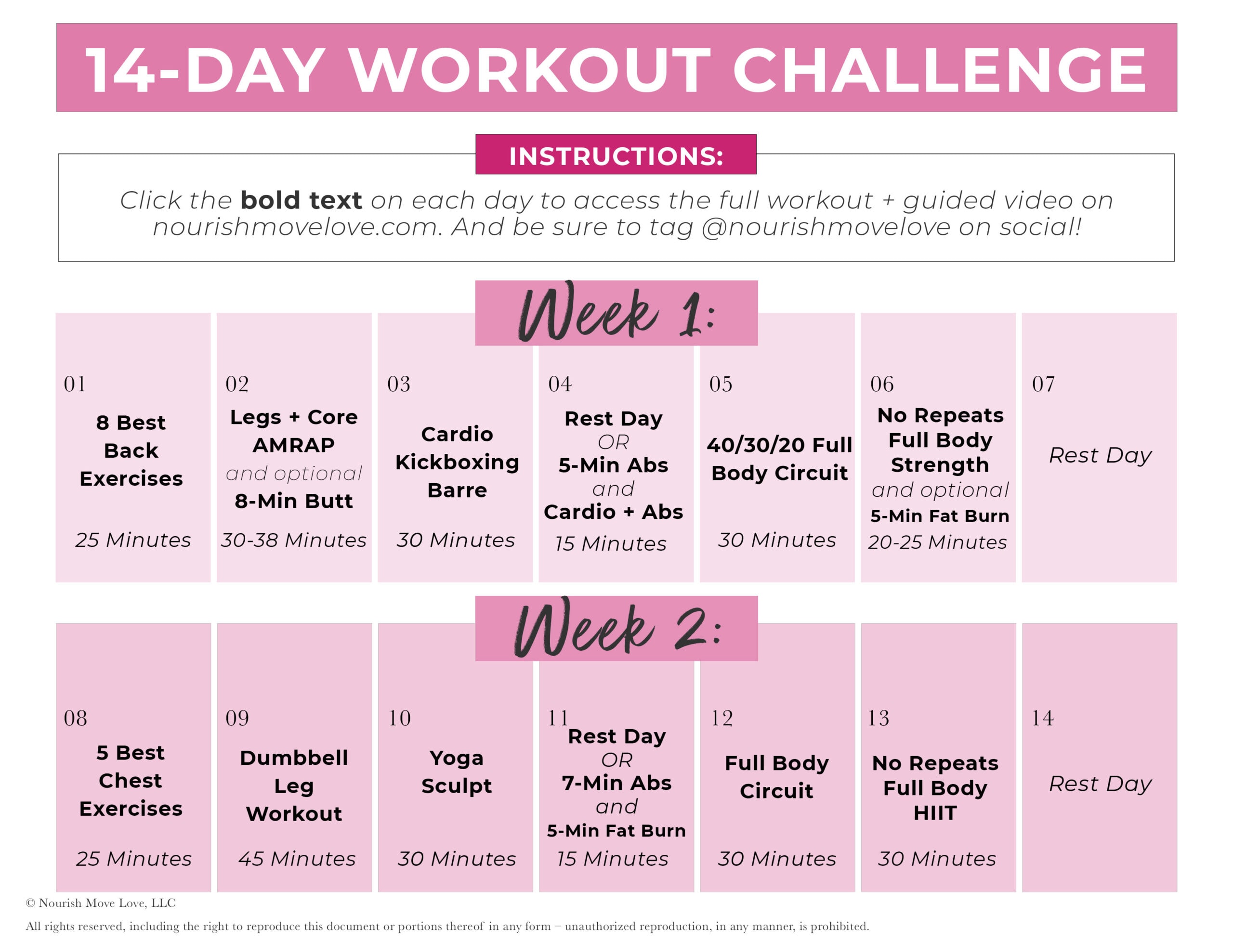 14-Day Workout Challenge (YouTube Videos) | Nourish Move Love