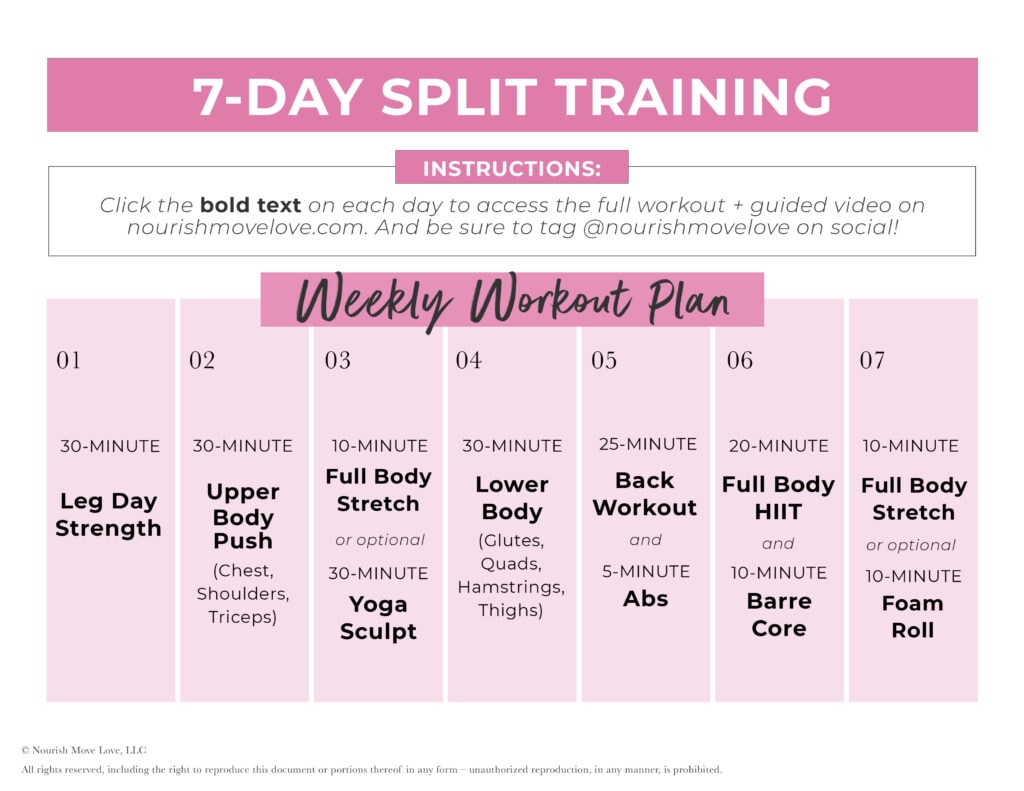 FREE Weekly Workout Plan (Full Videos)