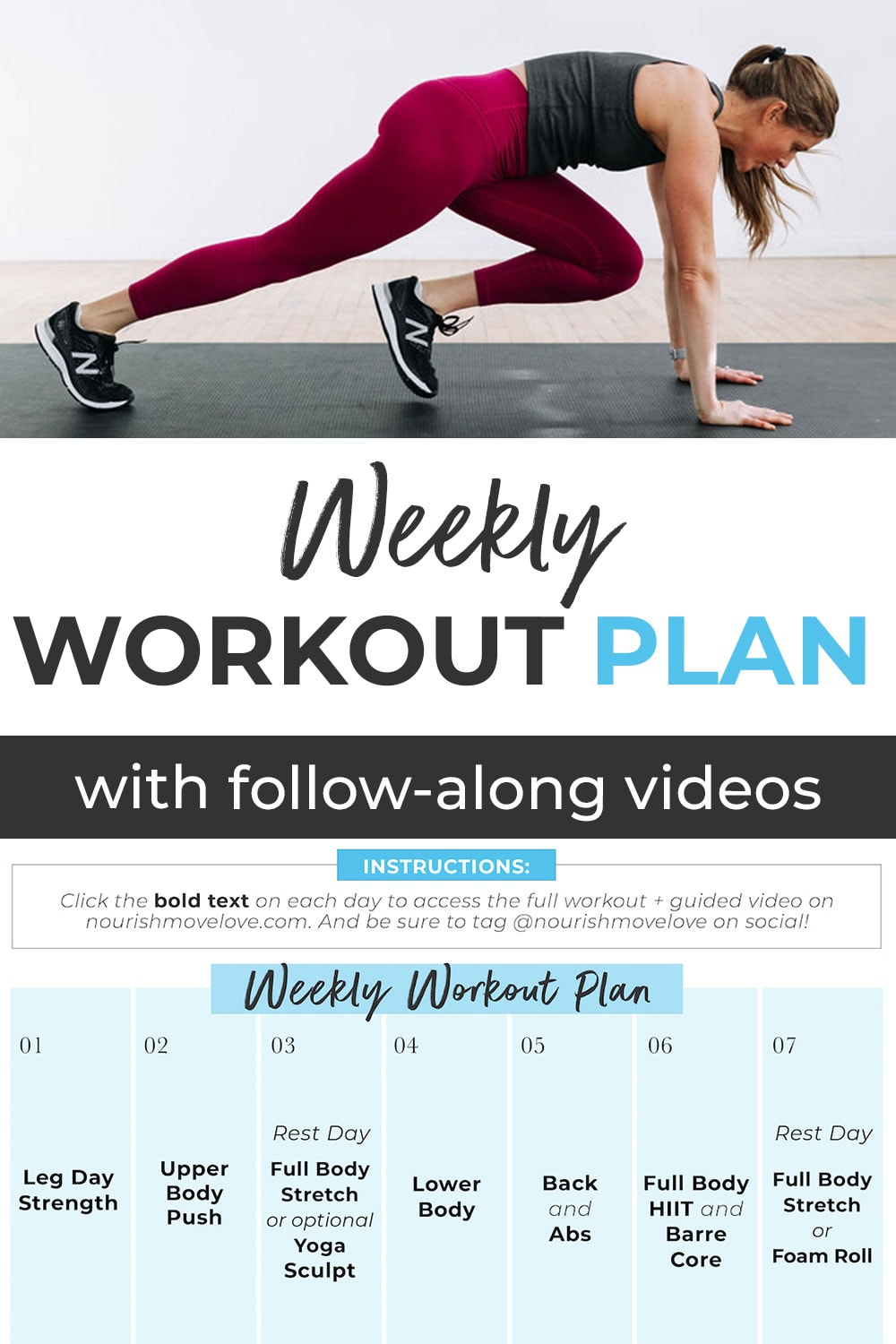 FREE Weekly Workout Plan (Full Videos) | Nourish Move Love