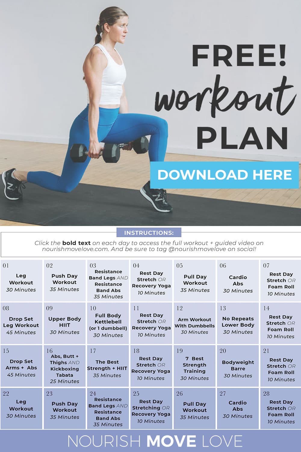 FREE 4-Week Workout Plan for Women (Full Body) | Nourish Move Love