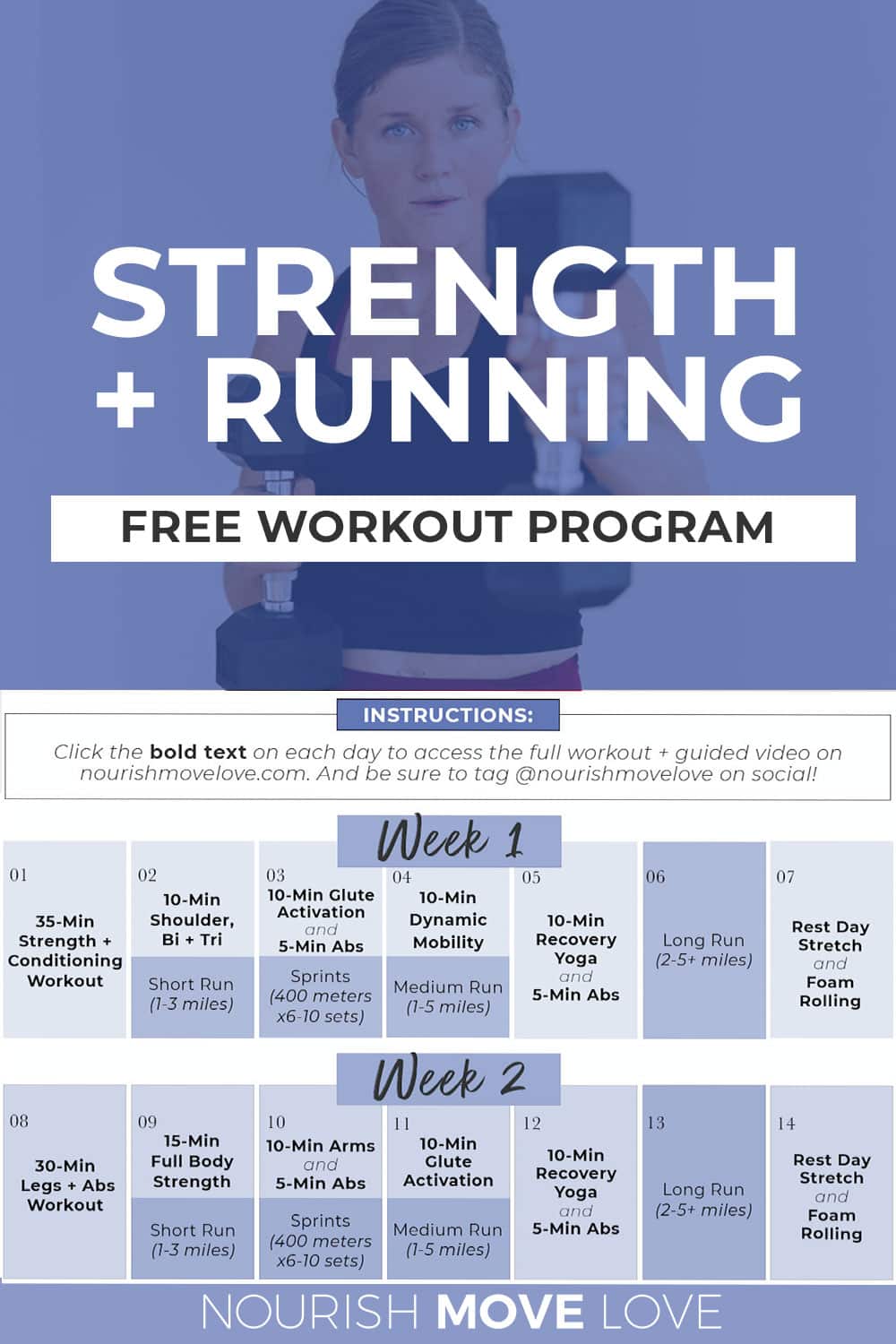 FREE 2-Week Strength + Running Workout Plan | Nourish Move Love