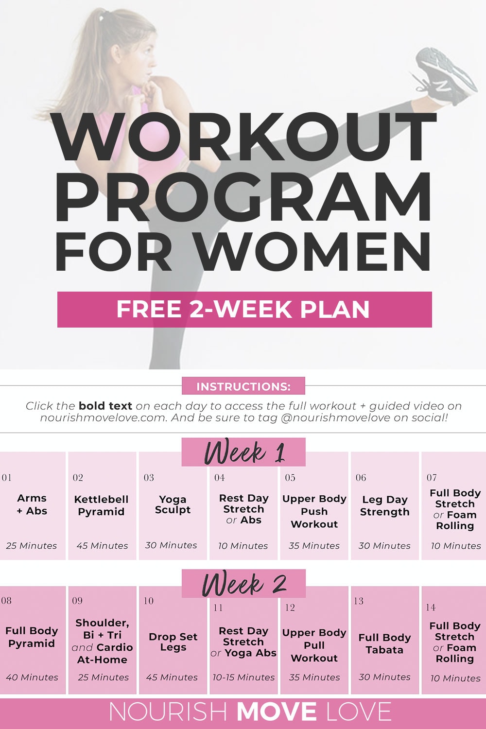 Free 2-Week Workout and Meal Plan (PDF) | Nourish Move Love