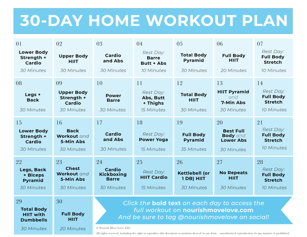 30 day shred work out plan