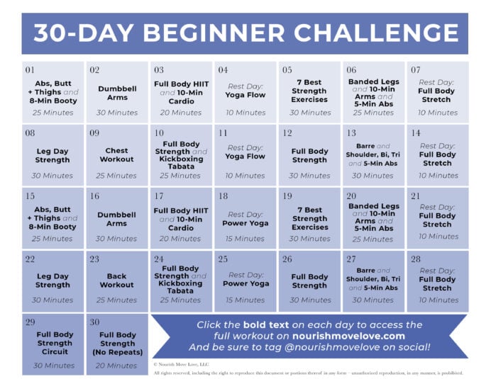 30-day Beginner Workout Plan (videos) 