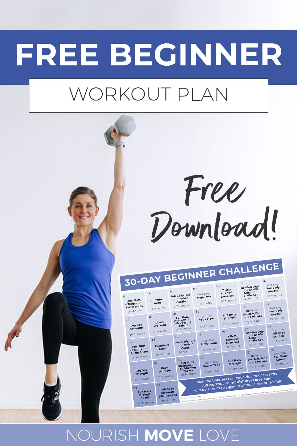 30-Day Beginner Workout Plan (Videos) | Nourish Move Love