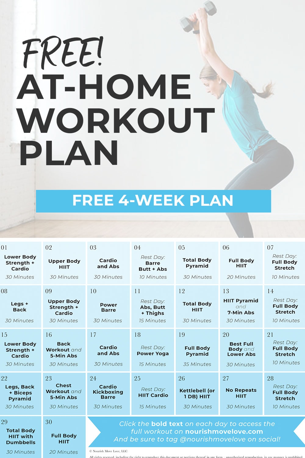 Free 30-Day Home Workout Plan (PDF + Videos) | Nourish Move Love