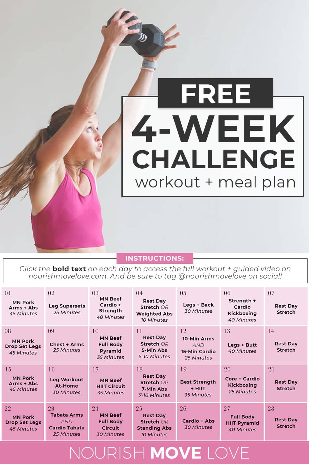 FREE Monthly Workout Plan (and Meal Plan) | Nourish Move Love