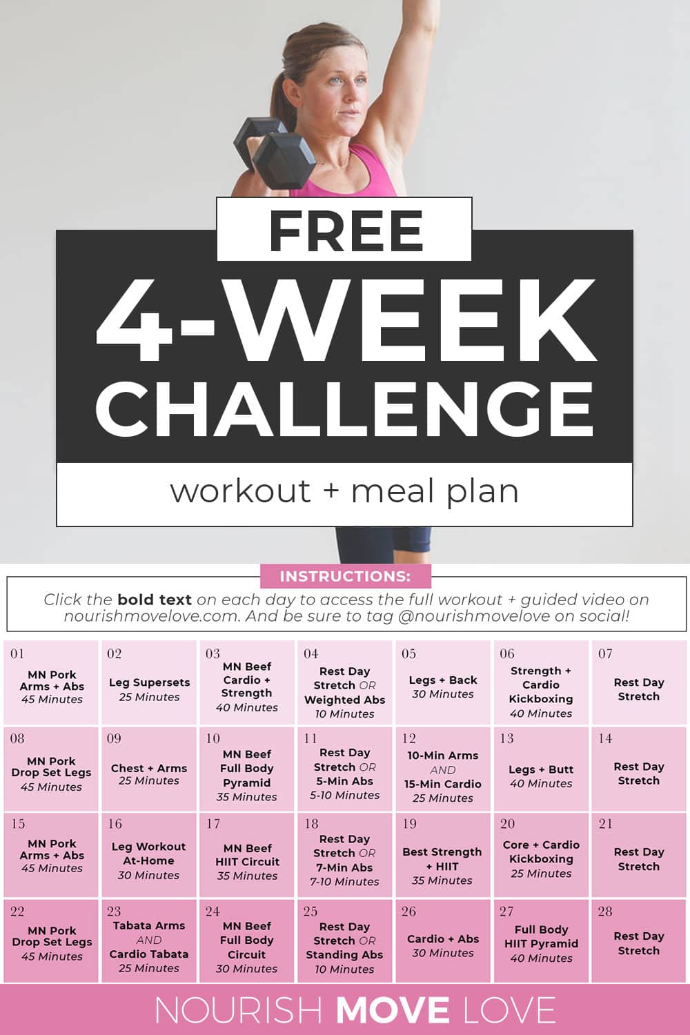 FREE Monthly Workout Plan (and Meal Plan) | Nourish Move Love