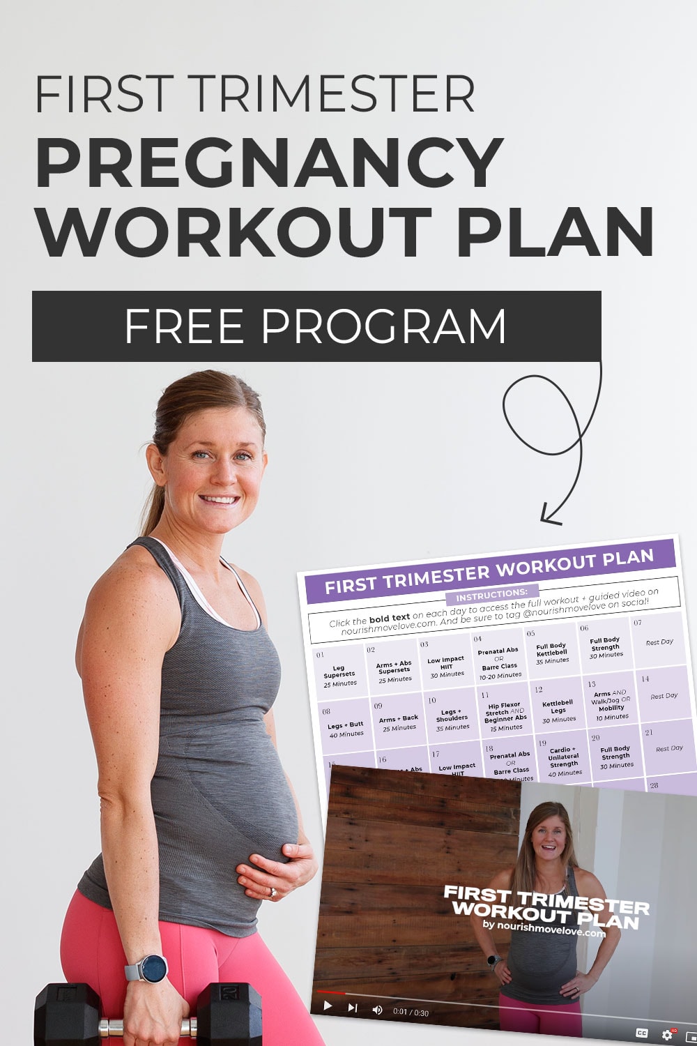 First Trimester Workout Plan (FREE PDF) | Nourish Move Love