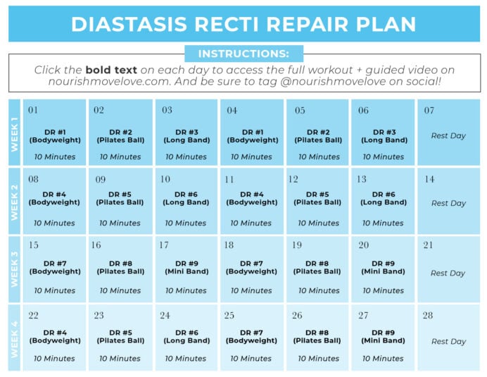 28 Day Diastasis Recti Program Free Pdf Nourish Move Love