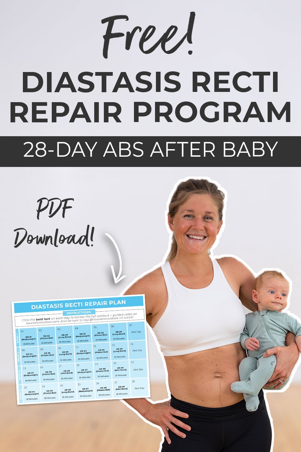 28-Day Diastasis Recti Program (Free PDF) | Nourish Move Love