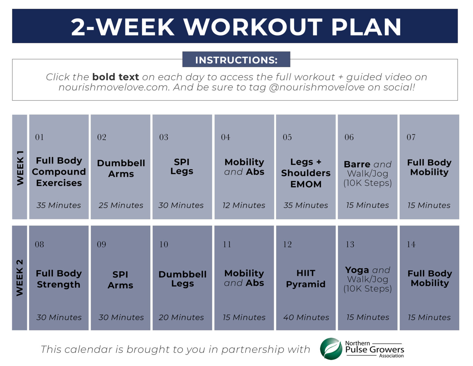 Free 2-Week Workout and Meal Plan (PDF) | Nourish Move Love