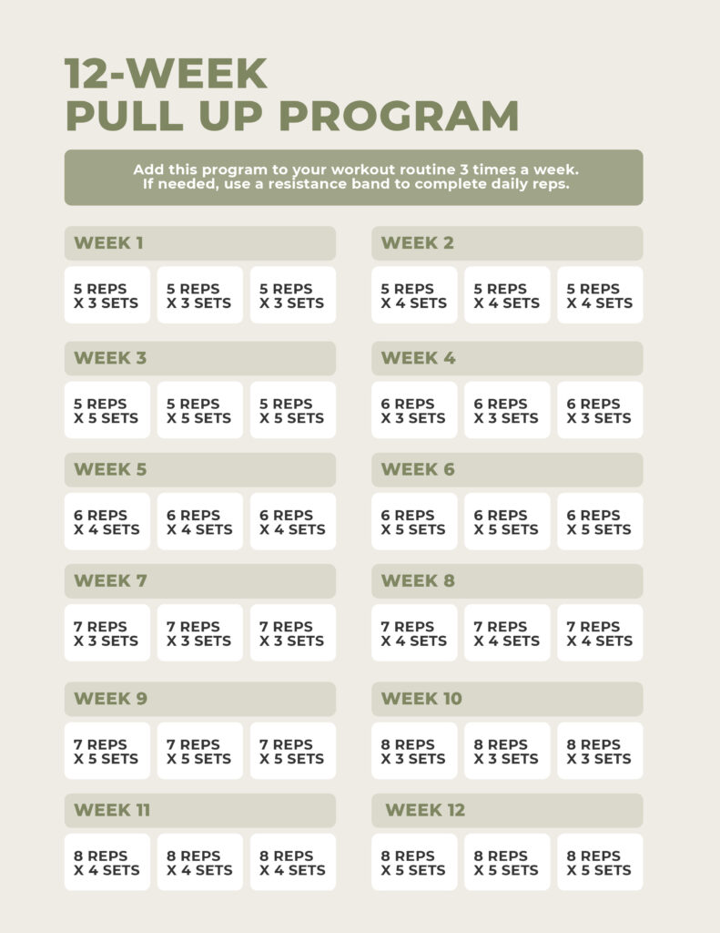 12 week pull up program calendar